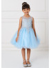 Sky Blue Lace Tulle Keyhole Back Flower Girl Dress Sky Blue Lace Tulle Keyhole Back Flower Girl Dress
